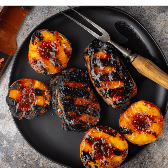Maple Bourbon Grilled Pork Chops with Caramelized Apples